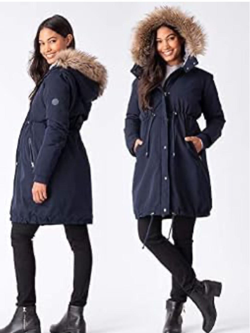 SERAPHINE Black Insulated Hooded Maternity Parka Coat 4